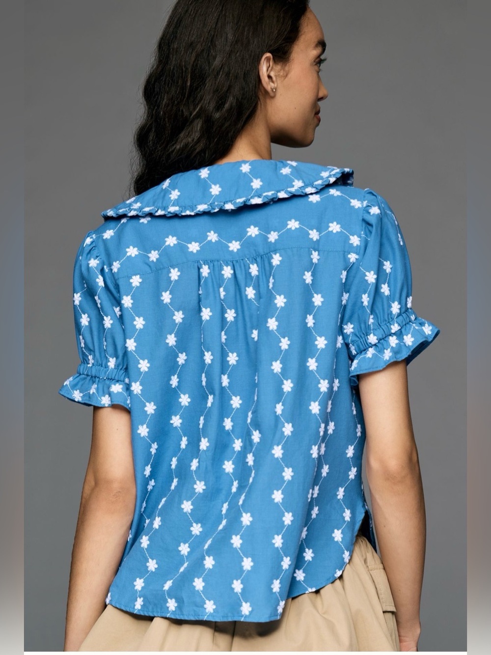 Anthropologie Pilcro Keira Embroidered Blouse in Blue - Picture 3 of 4